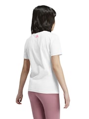 adidas White Slim Fit Junior Essentials Linear Logo 100% Cotton T-Shirt - Image 4 of 9