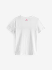 adidas White Slim Fit Junior Essentials Linear Logo 100% Cotton T-Shirt - Image 7 of 9