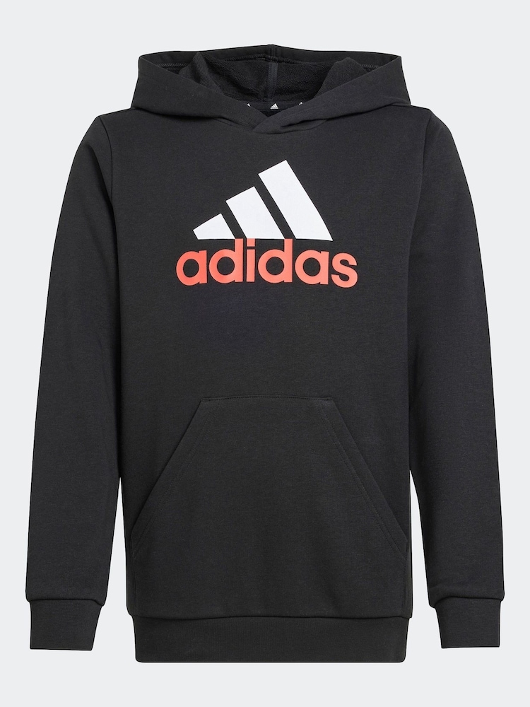 adidas Dark Black Sportswear Essentials Two Colored Big Logo Cotton Hoodie - Image 1 of 6
