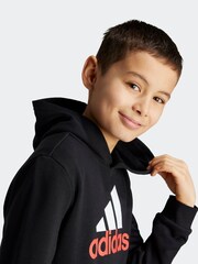 adidas Dark Black Sportswear Essentials Two Colored Big Logo Cotton Hoodie - Image 5 of 6