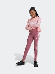 adidas Pink Dark Kids Sportswear Tiberio 3-Stripes Colorblock Fleece Leggings Set - Image 1 of 8