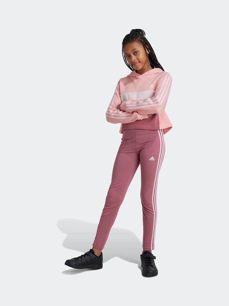 adidas Pink Dark Kids Sportswear Tiberio 3-Stripes Colorblock Fleece Leggings Set - Image 1 of 8
