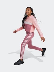 adidas Pink Dark Kids Sportswear Tiberio 3-Stripes Colorblock Fleece Leggings Set - Image 3 of 8