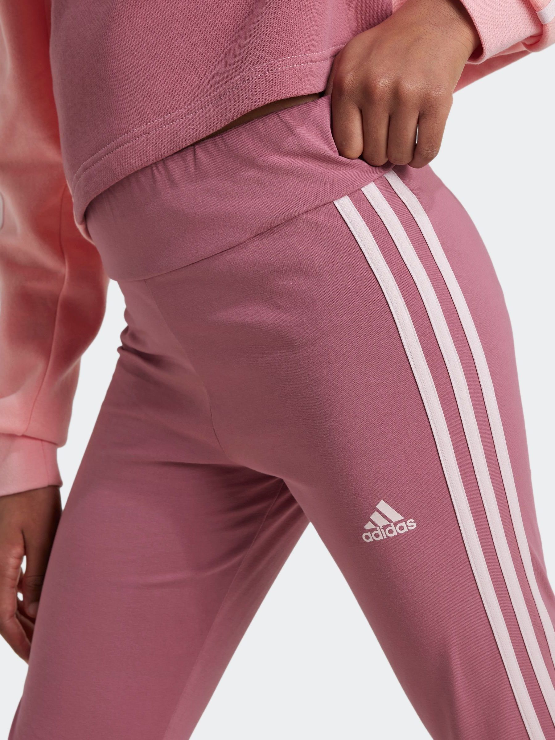 Buy adidas Pink Dark Kids Sportswear Tiberio 3 Stripes Colorblock Fleece Leggings Set from Next Luxembourg