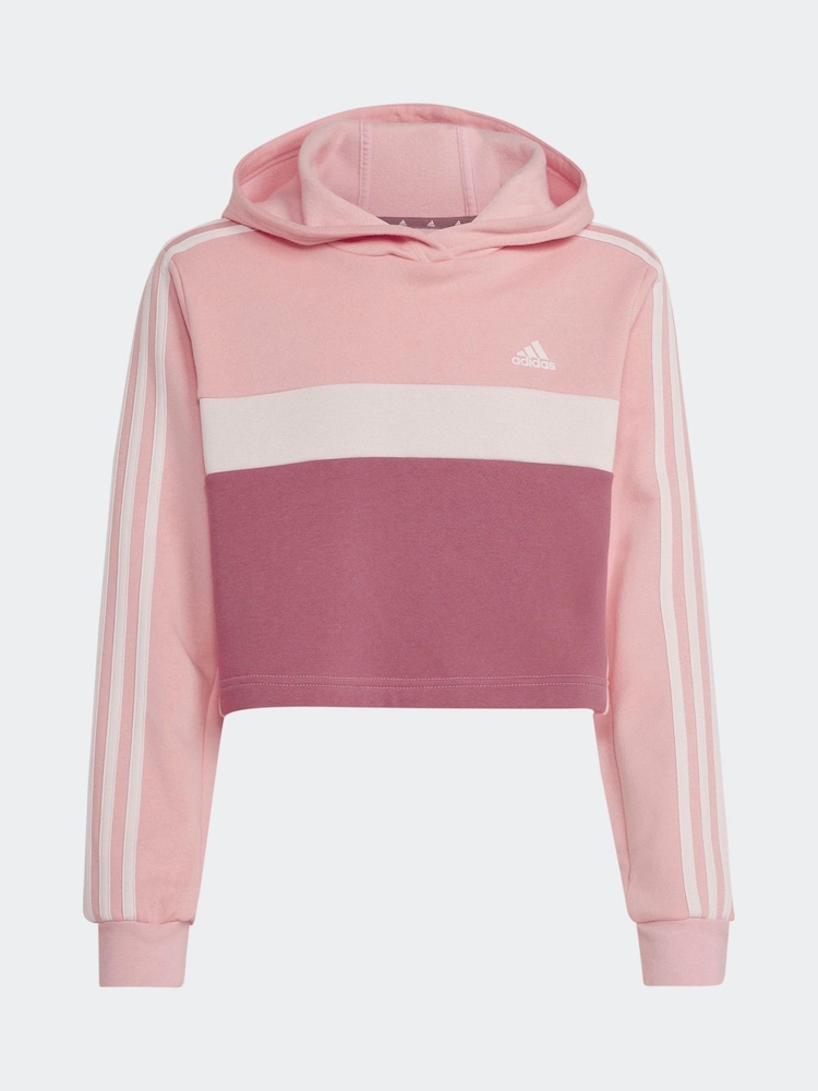 adidas Pink Dark Kids Sportswear Tiberio 3-Stripes Colorblock Fleece Leggings Set - Image 7 of 8