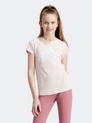 adidas LIght Pink Sportswear Essentials Big Logo 100% Cotton T-Shirt - Image 1 of 7