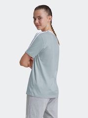 adidas Green Boyfriend Fit 100% Cotton 3-Stripe Essential T-Shirt - Image 2 of 6