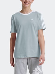 adidas Green Boyfriend Fit 100% Cotton 3-Stripe Essential T-Shirt - Image 4 of 6