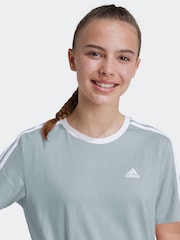 adidas Green Boyfriend Fit 100% Cotton 3-Stripe Essential T-Shirt - Image 6 of 6