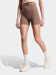 adidas Brown Lounge Rib High-Waisted Bike Shorts - Image 1 of 6