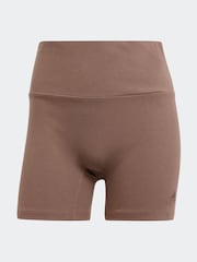 adidas Brown Lounge Rib High-Waisted Bike Shorts - Image 6 of 6