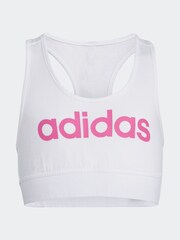 adidas White/Pink Essentials Linear Logo Cotton Bra Top - Image 11 of 16