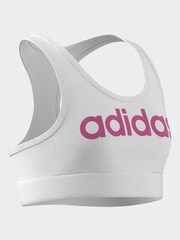 adidas White/Pink Essentials Linear Logo Cotton Bra Top - Image 13 of 16
