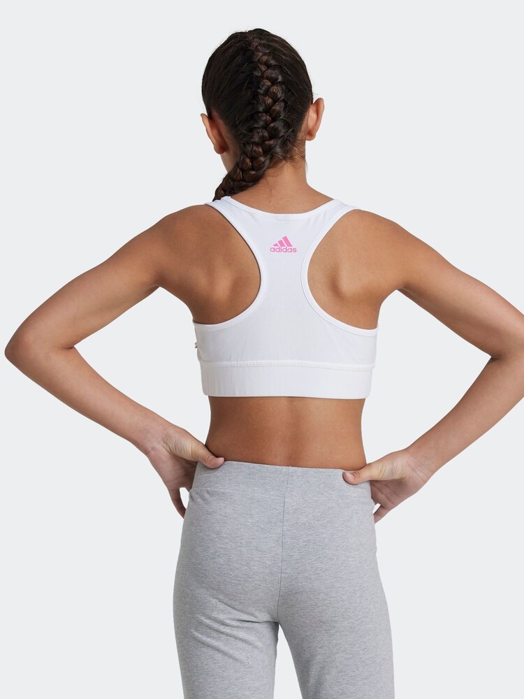adidas White/Pink Essentials Linear Logo Cotton Bra Top - Image 2 of 16