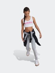 adidas White/Pink Essentials Linear Logo Cotton Bra Top - Image 3 of 16