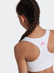 adidas White/Pink Essentials Linear Logo Cotton Bra Top - Image 5 of 16