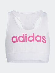 adidas White/Pink Essentials Linear Logo Cotton Bra Top - Image 7 of 16