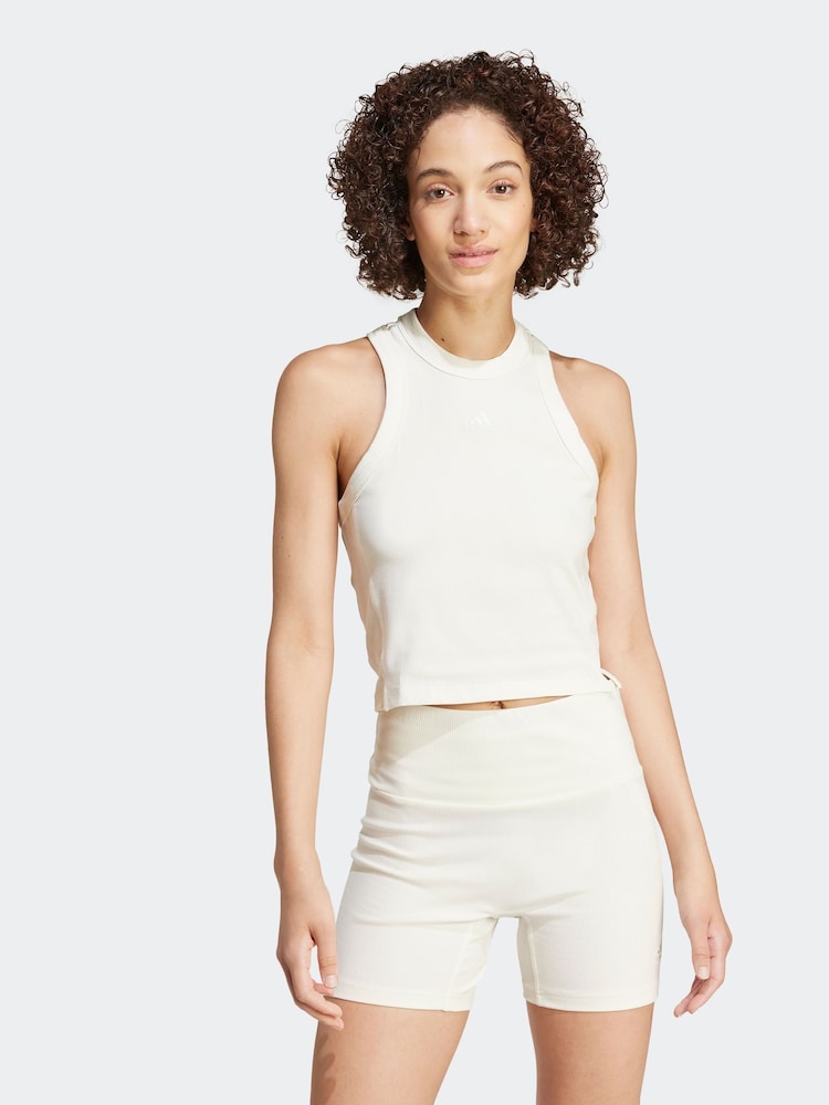 adidas White Long Rib Vest - Image 1 of 7