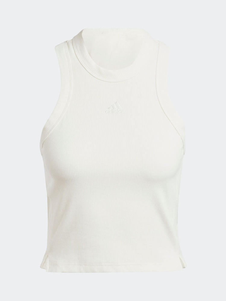 adidas White Long Rib Vest - Image 7 of 7