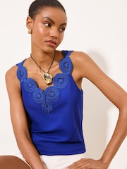 Lipsy Cobalt Blue Crochet Trim Detail Vest - Image 1 of 4