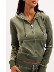 Juicy Couture Light Green Zip Through Velour Womens Robertson Zip Up Hoodie - Image 1 of 3