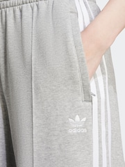 adidas Originals Grey 3 Stripe Wide Leg 100% Cotton Joggers - Image 5 of 6
