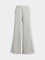 adidas Originals Grey 3 Stripe Wide Leg 100% Cotton Joggers - Image 6 of 6