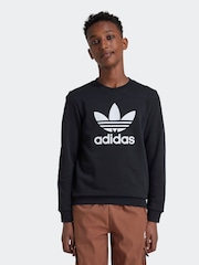 adidas Originals Black Trefoil Crew Sweatshirt - Image 1 of 6