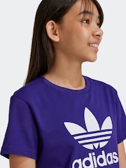 adidas orignal Purple Kids Trefoil 100% Cotton T-Shirt - Image 4 of 5