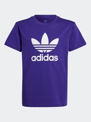 adidas orignal Purple Kids Trefoil 100% Cotton T-Shirt - Image 5 of 5