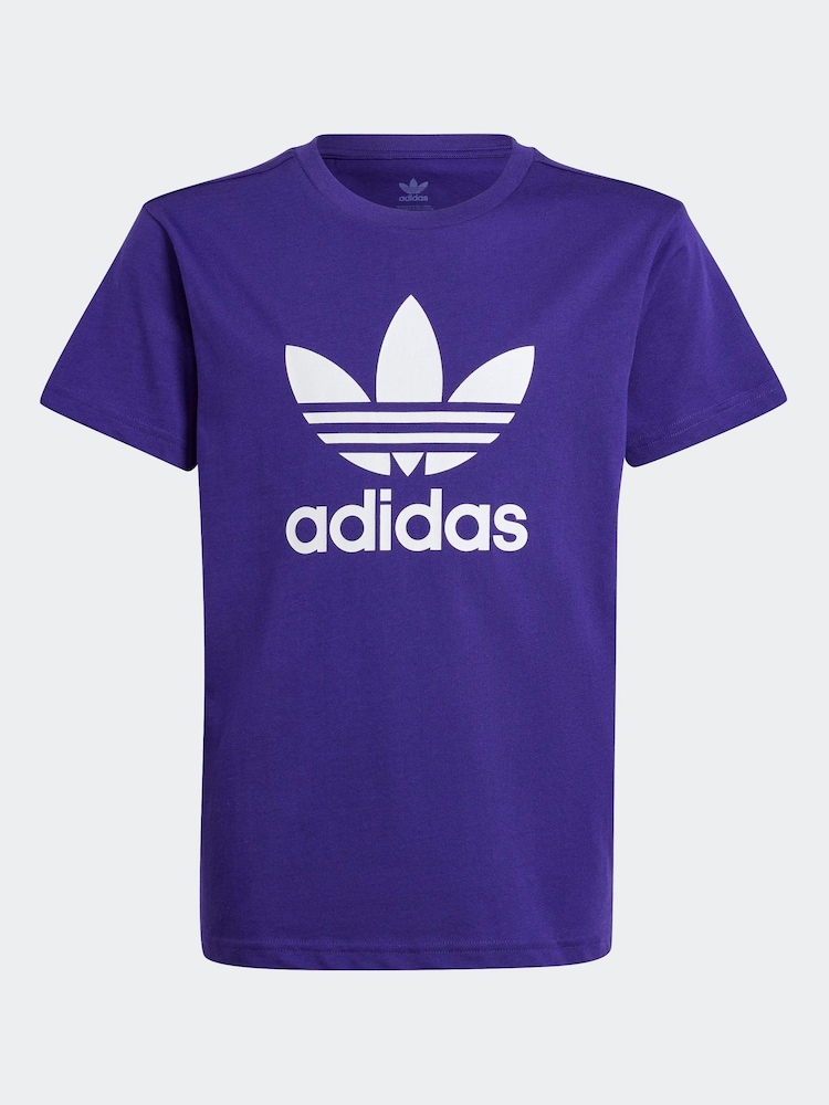 adidas orignal Purple Kids Trefoil 100% Cotton T-Shirt - Image 5 of 5