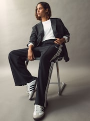 Черный - Широкие брюки из 100% хлопка с 3 полосками adidas Originals - Изображение 3 из 6