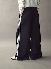 Черный - Широкие брюки из 100% хлопка с 3 полосками adidas Originals - Изображение 4 из 6