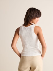 White Textured Scoop Neck Tank Top - Image 4 of 6