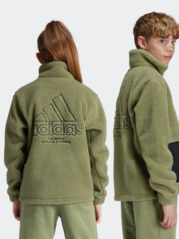 adidas Green Sherpa Fleece Jacket - Image 2 of 6