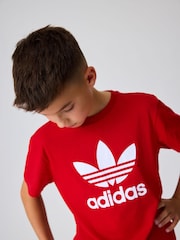 adidas orignal Red Kids Trefoil 100% Cotton T-Shirt - Image 5 of 6