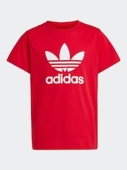 adidas orignal Red Kids Trefoil 100% Cotton T-Shirt - Image 6 of 6
