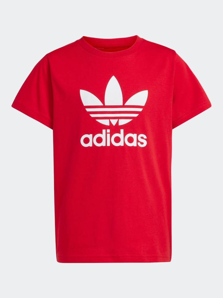 adidas orignal Red Kids Trefoil 100% Cotton T-Shirt - Image 6 of 6