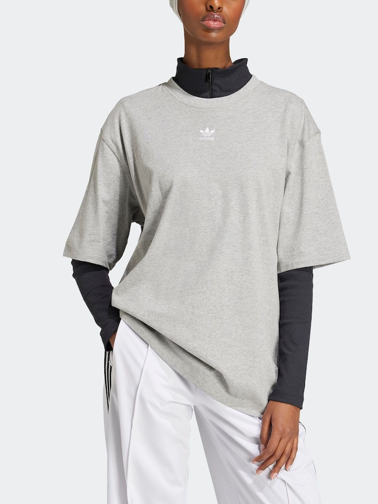 adidas Originals Grey Essentials Boyfriend T-Shirt - Image 3 of 7