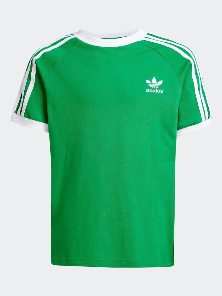 adidas originals Green Kids Originals 3-Stripes 100% Cotton T-Shirt - Image 6 of 6