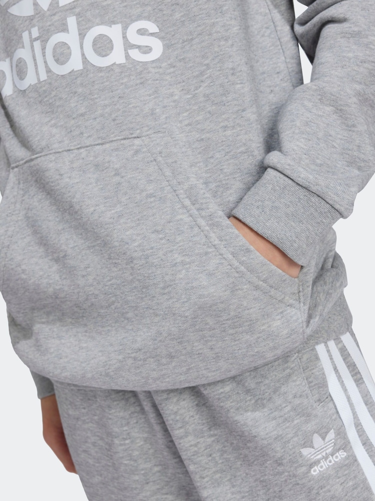 adidas originals Grey Trefoil Hoodie - Image 2 of 4
