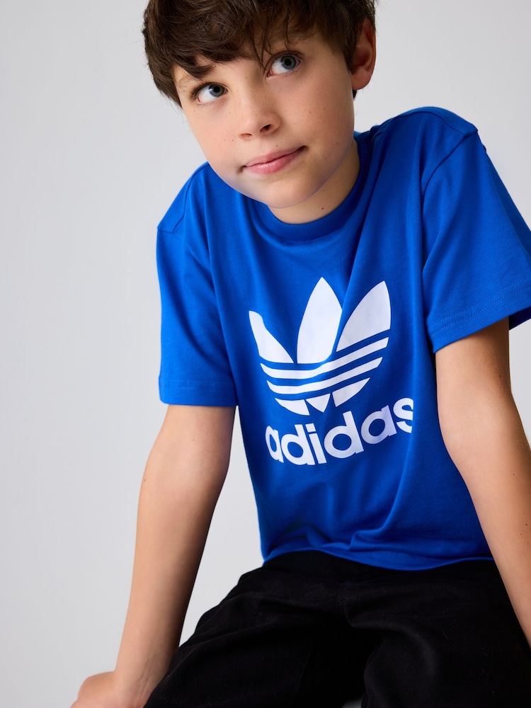 adidas orignal Blue Kids Trefoil 100% Cotton T-Shirt - Image 4 of 6