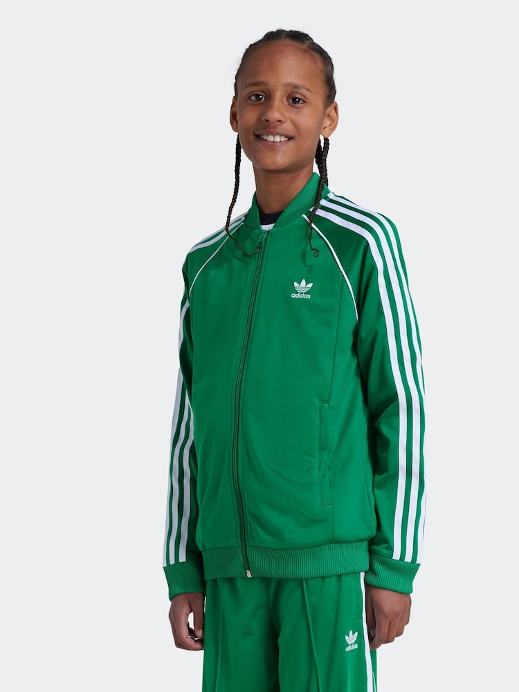 adidas originals Green/White Kids Originals Adicolor SST Track Top - Image 1 of 6