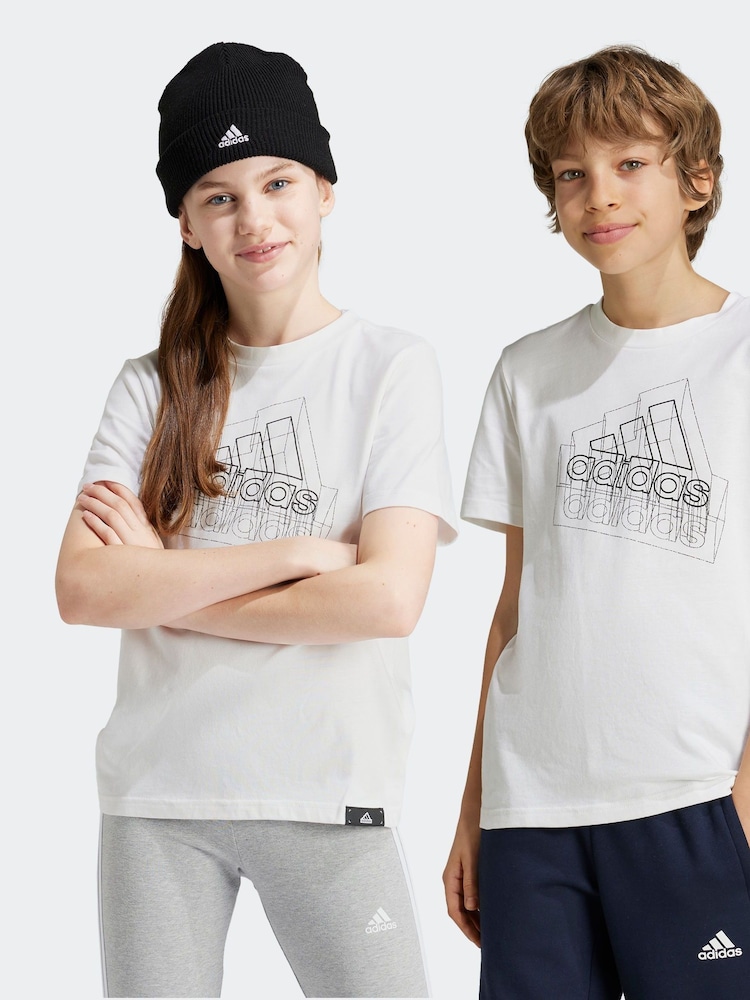 adidas White 100% Cotton Tech Table T-Shirt - Image 1 of 6