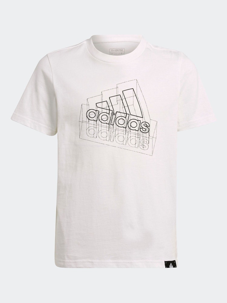 adidas White 100% Cotton Tech Table T-Shirt - Image 6 of 6