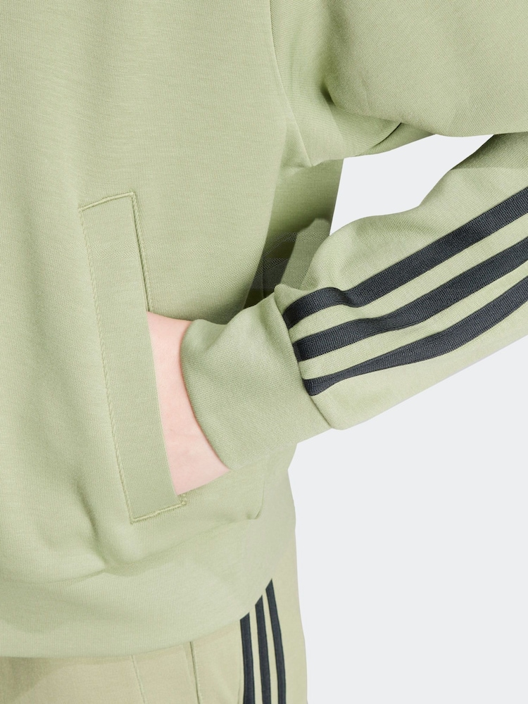 adidas Green Future Icons 3 Stripe Full Zip Hoodie - Image 2 of 6