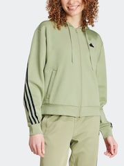 adidas Green Future Icons 3 Stripe Full Zip Hoodie - Image 3 of 6