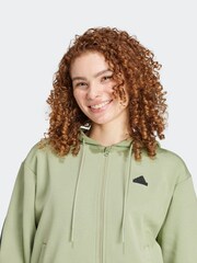 adidas Green Future Icons 3 Stripe Full Zip Hoodie - Image 5 of 6