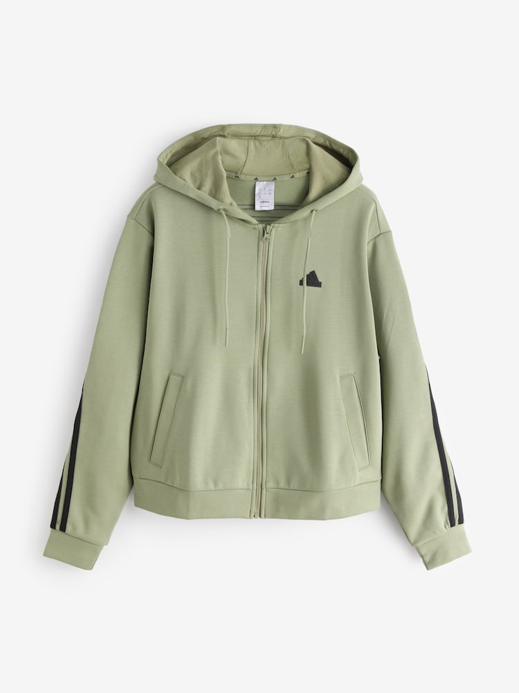 adidas Green Future Icons 3 Stripe Full Zip Hoodie - Image 6 of 6