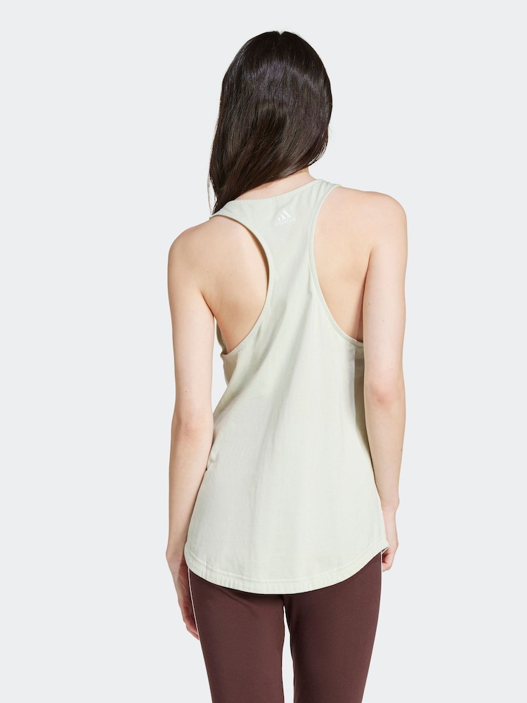 adidas Light Green Sportswear Essentials Loose Logo 100% Cotton Tank Top - Image 5 of 10
